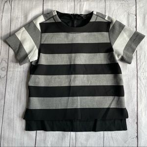 Banana Republic Black & Grey Striped Top Size S